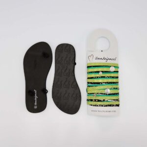 Detailfoto accessoires en verwisselbare banden Bandajanas Quickie Green Beauty. Zomerslipper, teenslipper, damesmode